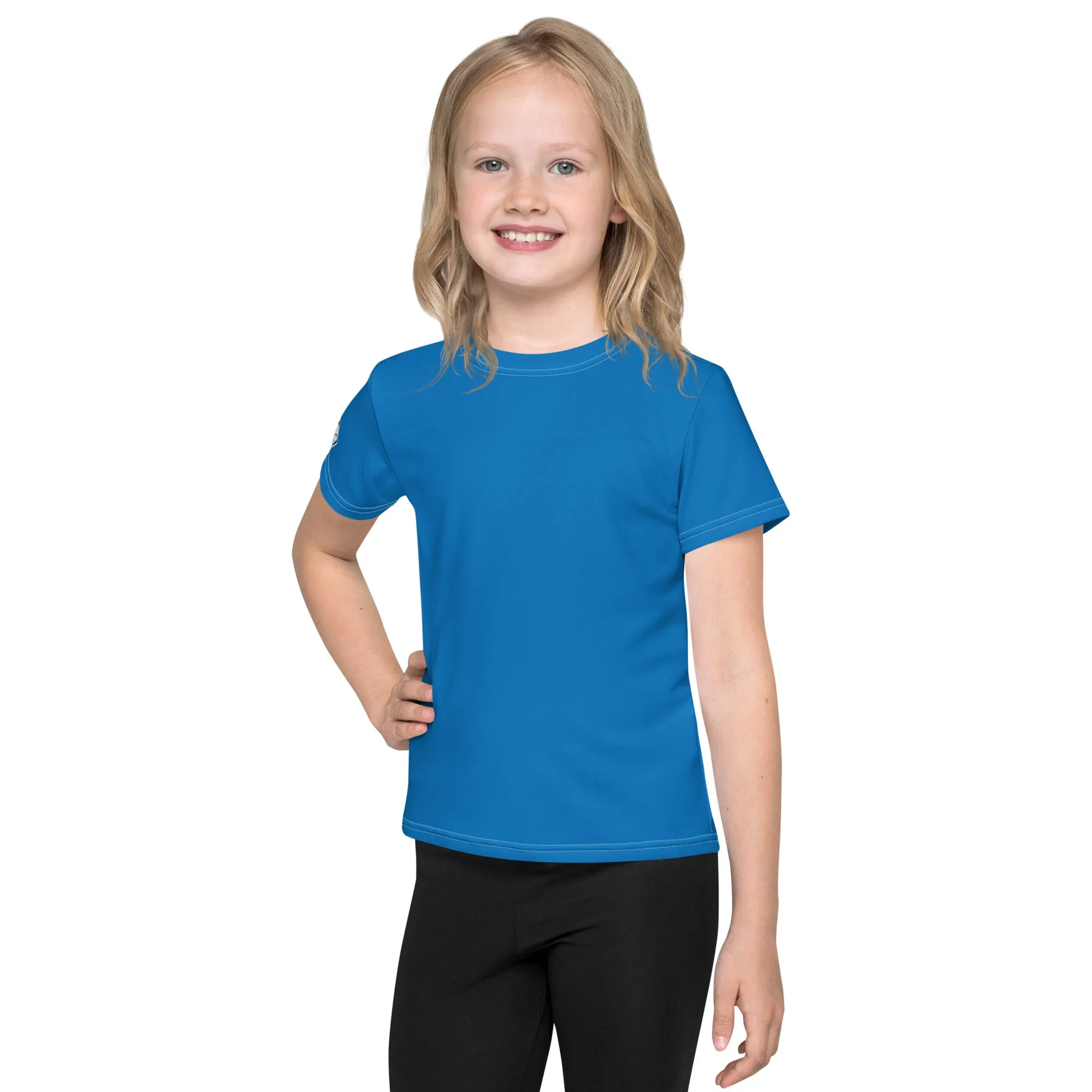 Everyday Performance: Girls Short Sleeve Solid Color Rash Guard - Azul