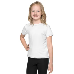 Fashionable Sun Shield: Girls Short Sleeve Solid Color Rash Guard - Snow