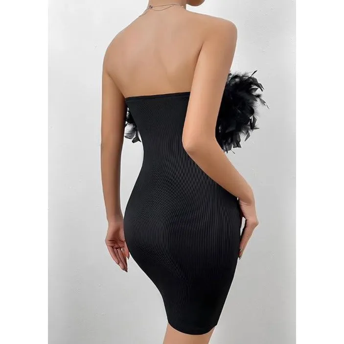 Feather Bodycon Mini Dress