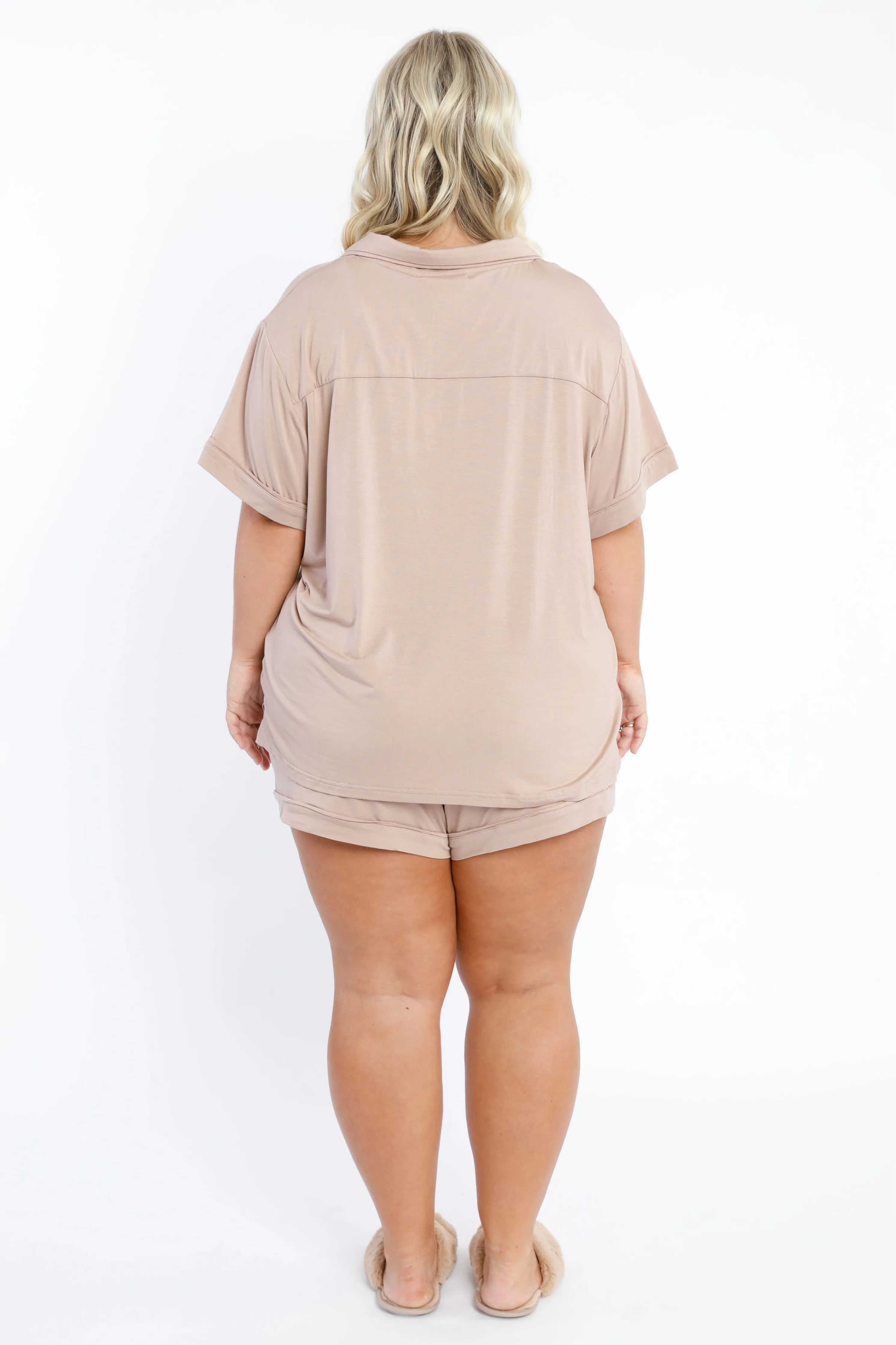 FINAL SALE Short Sleeve PJ Top in Dark Beige