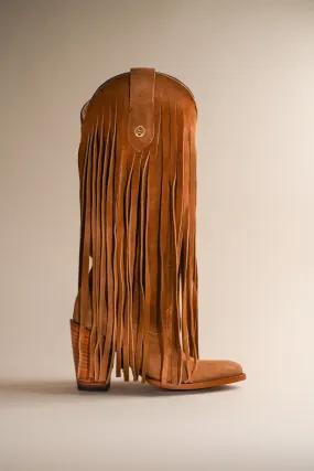 Fringe Atlas Boots in Honey Suede