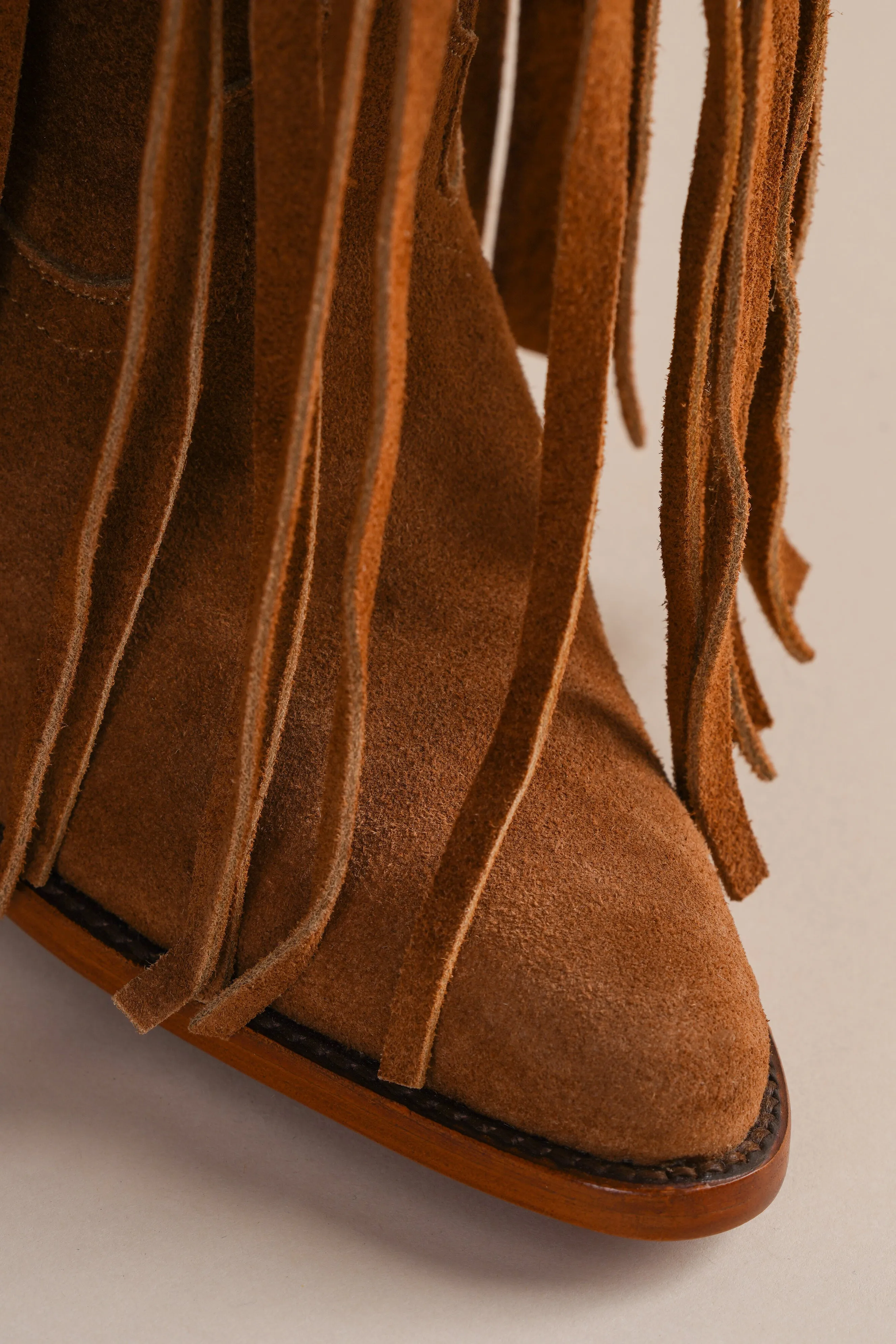 Fringe Atlas Boots in Honey Suede