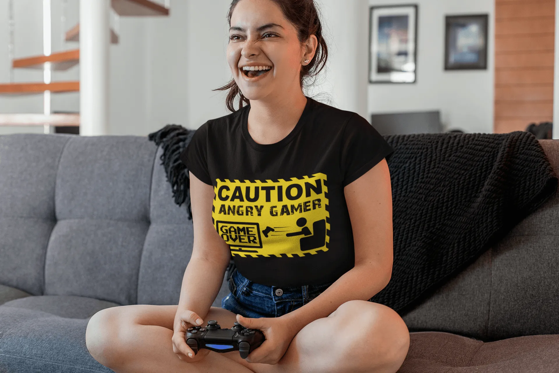 Funny Tee - Caution Angry Gamer- Funny Gamer Tee