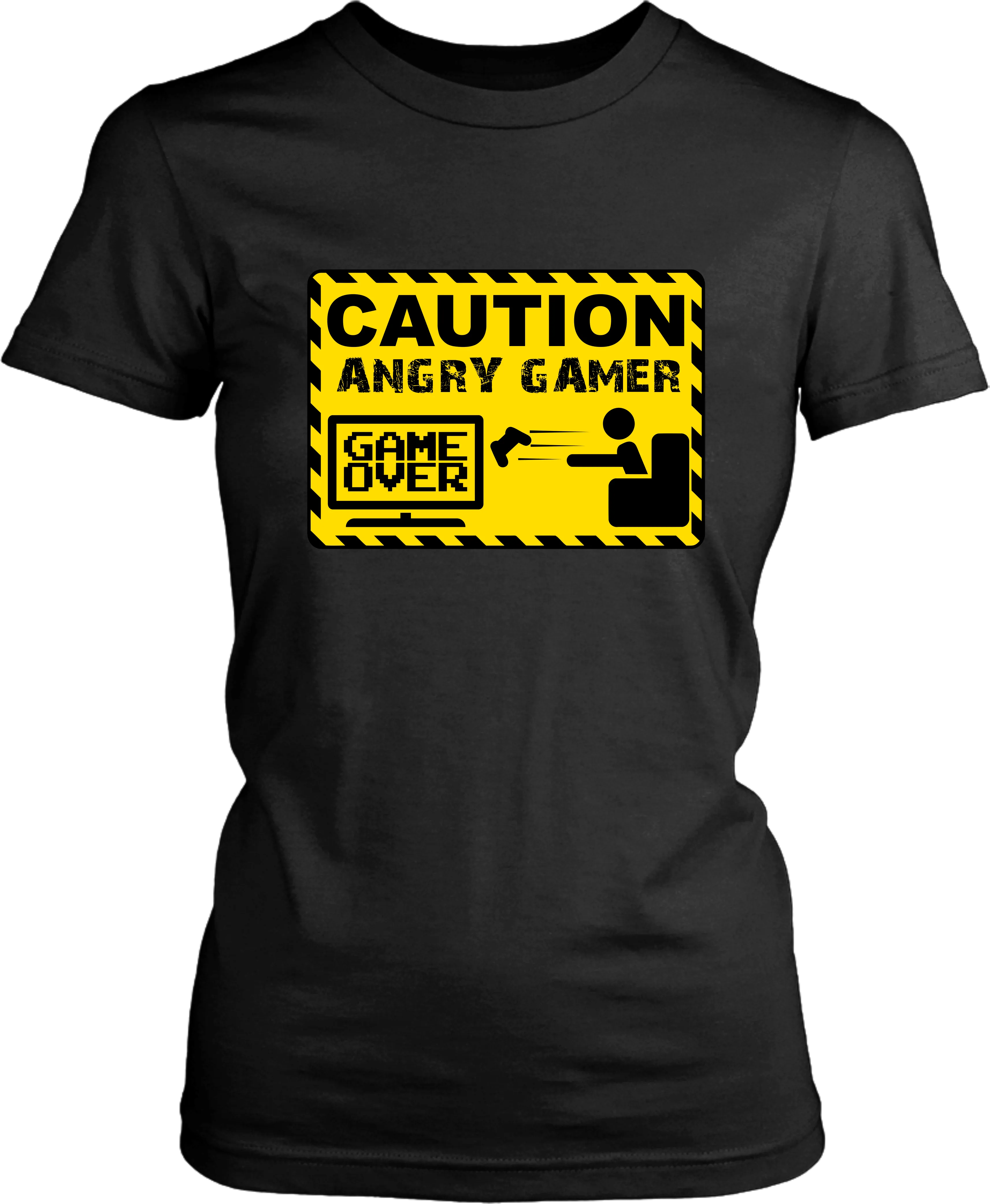 Funny Tee - Caution Angry Gamer- Funny Gamer Tee