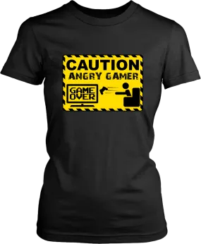 Funny Tee - Caution Angry Gamer- Funny Gamer Tee