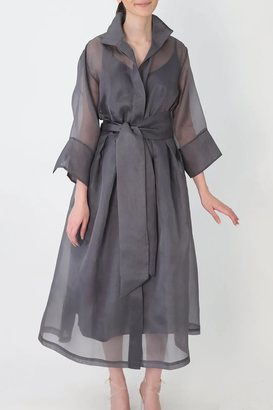 GABRIELLE DRESS IN SILK ORGANZA NAVY