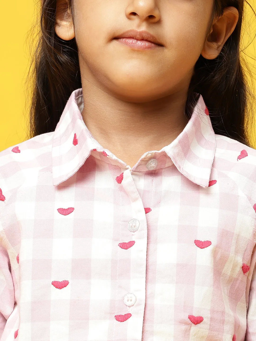 Girls Pink Cotton Solid Top