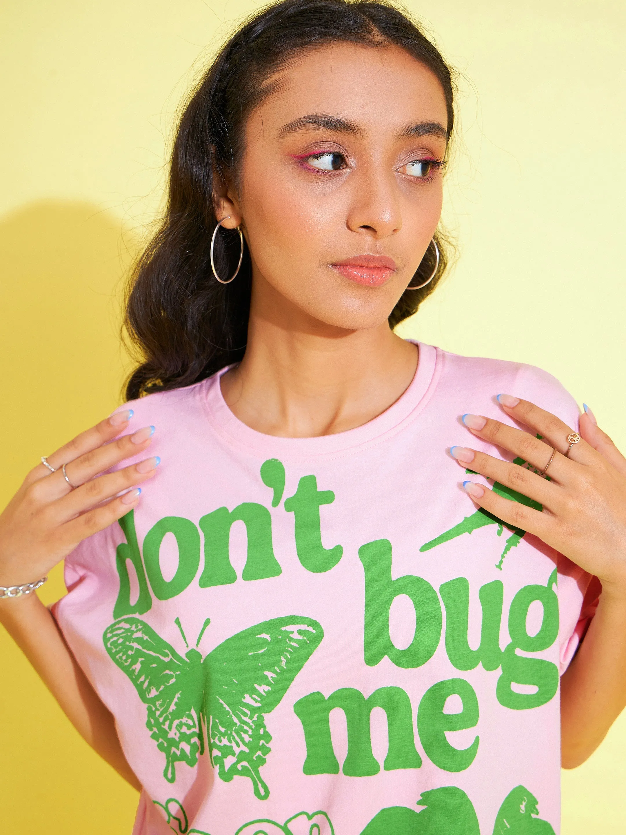 Girls Pink Don't Bug Me Oversized T-Shirt