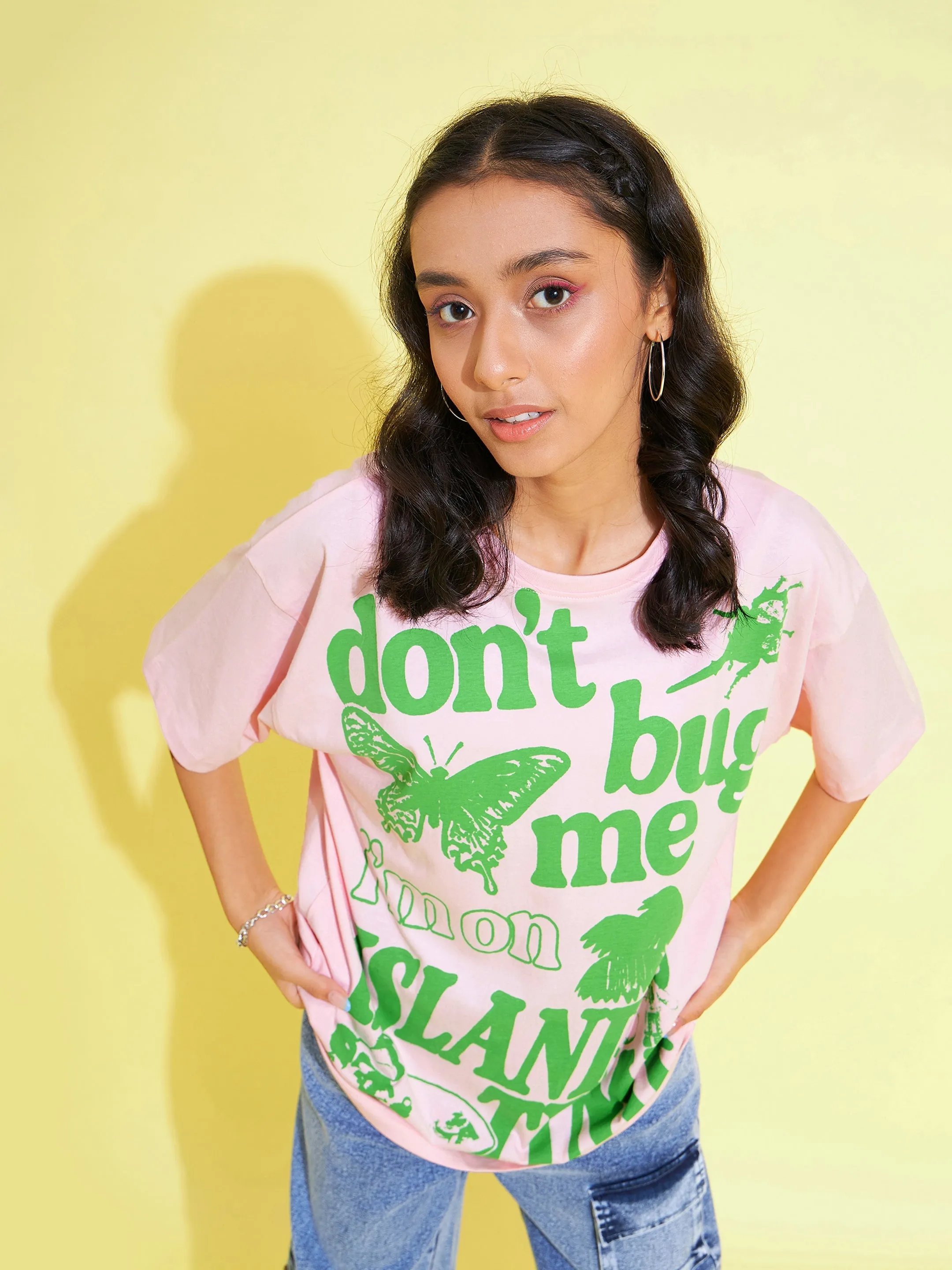 Girls Pink Don't Bug Me Oversized T-Shirt