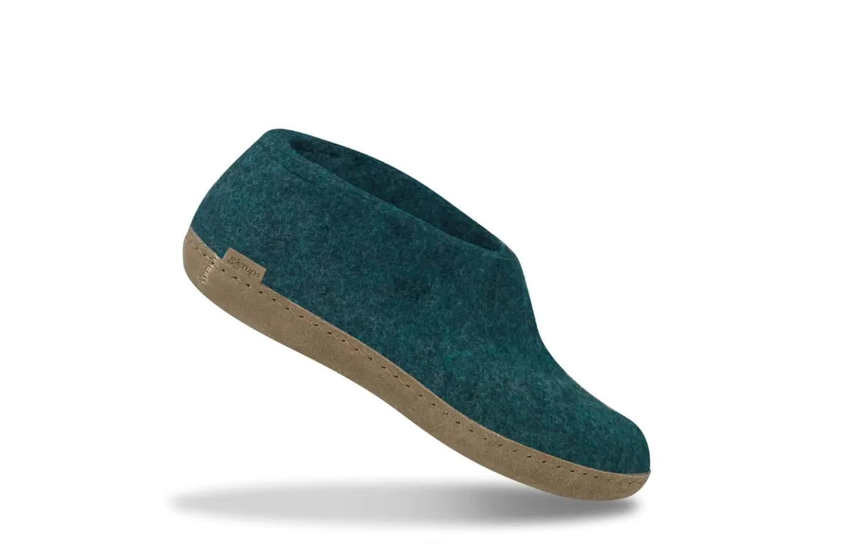 Glerups - Wool Slide with Leather Sole | Petrol