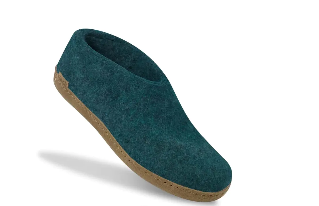 Glerups - Wool Slide with Leather Sole | Petrol