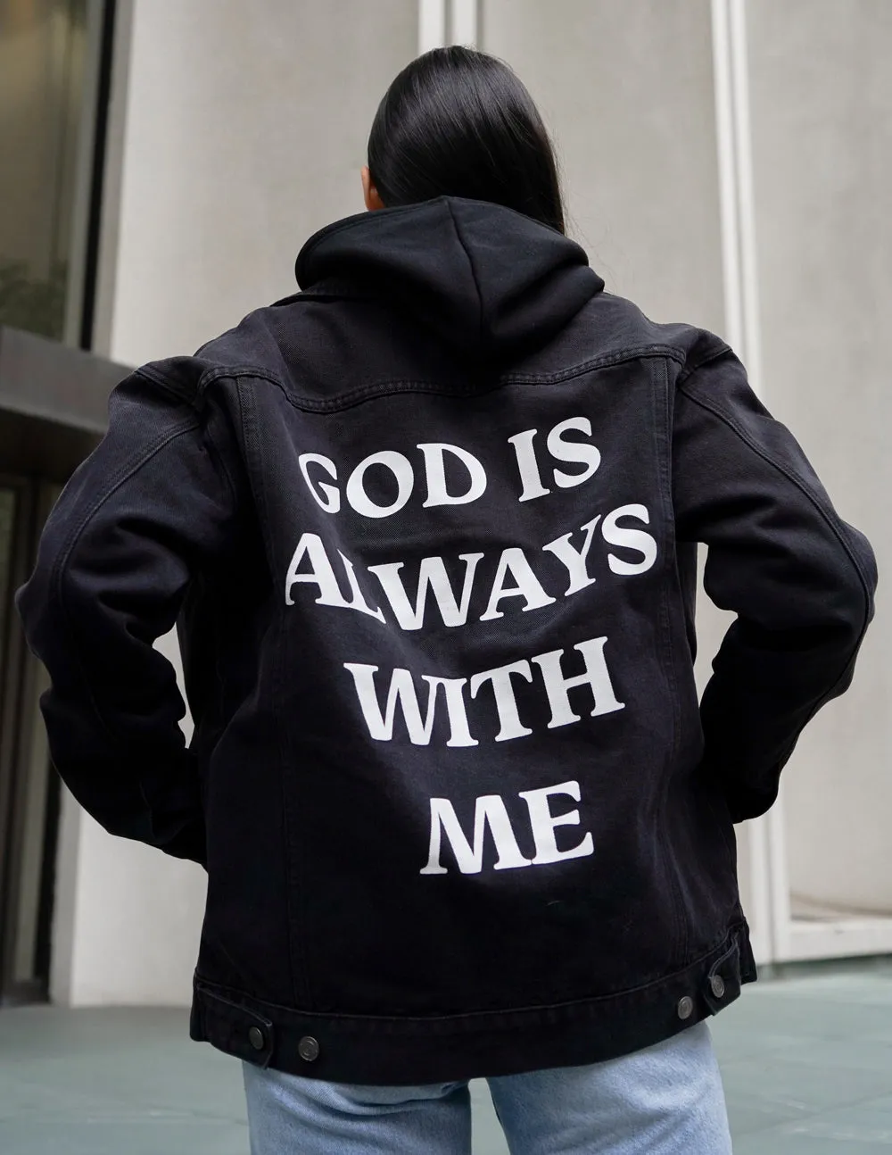 God is Always With Me Denim Jacket