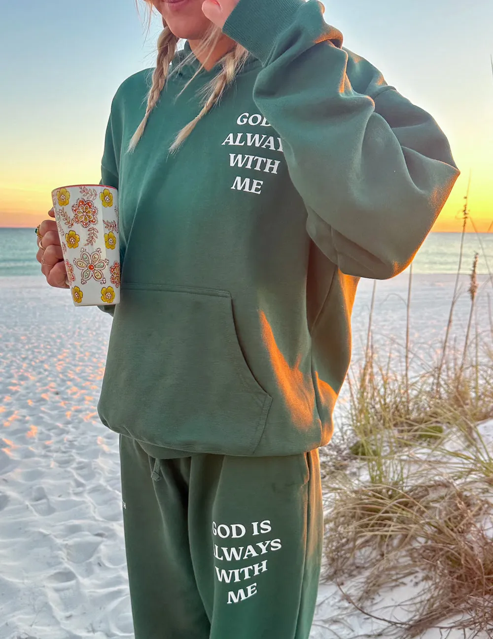 God Is Always With Me Green Unisex Sweatpant