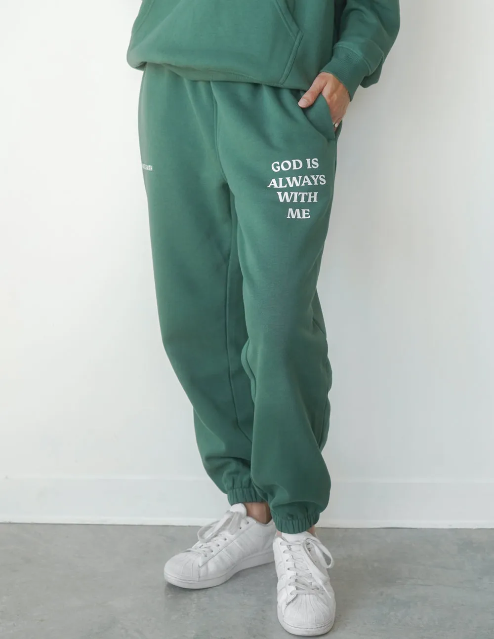 God Is Always With Me Green Unisex Sweatpant