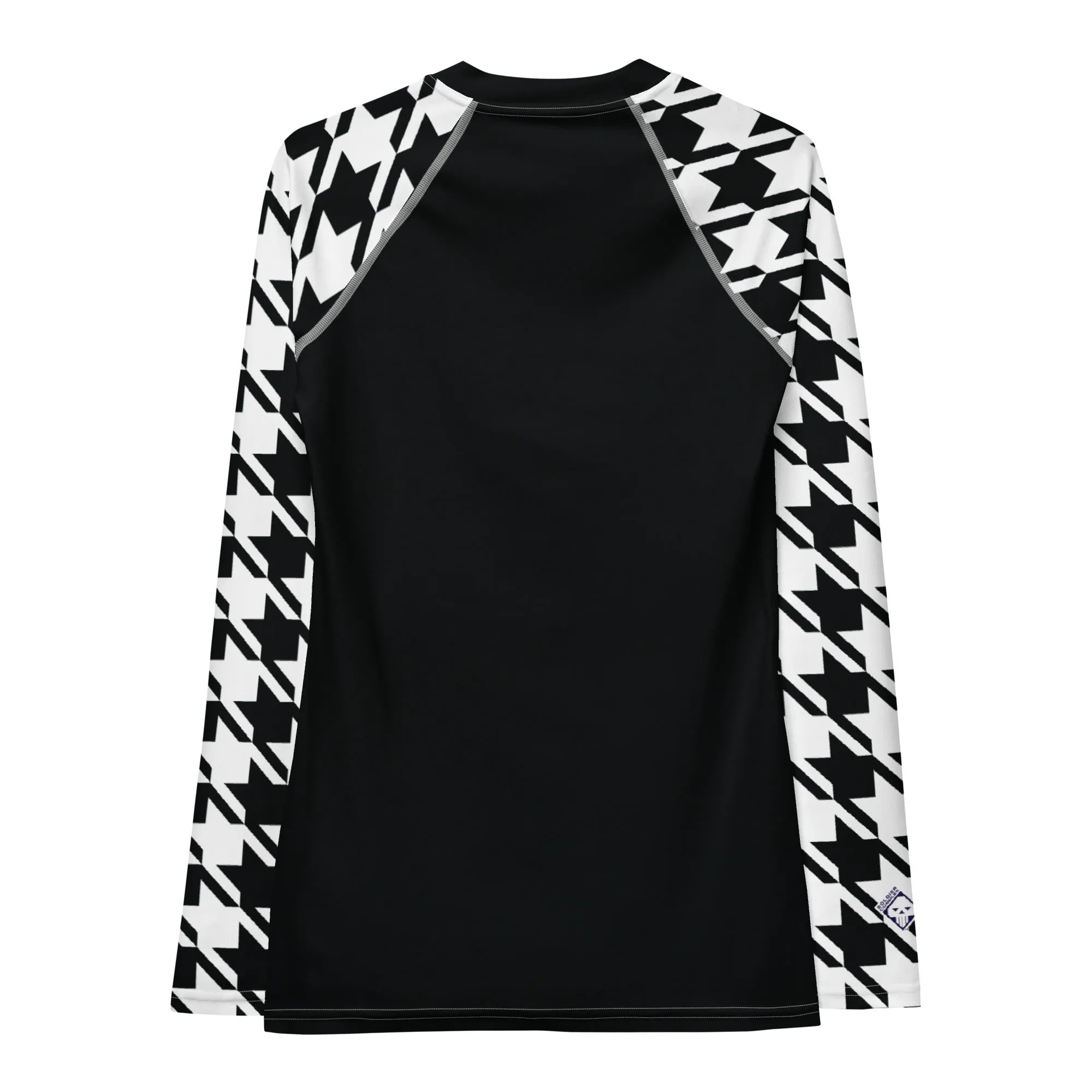 Graceful Strength: Women's Classic Judo Houndstooth BJJ Rash Guard Noir