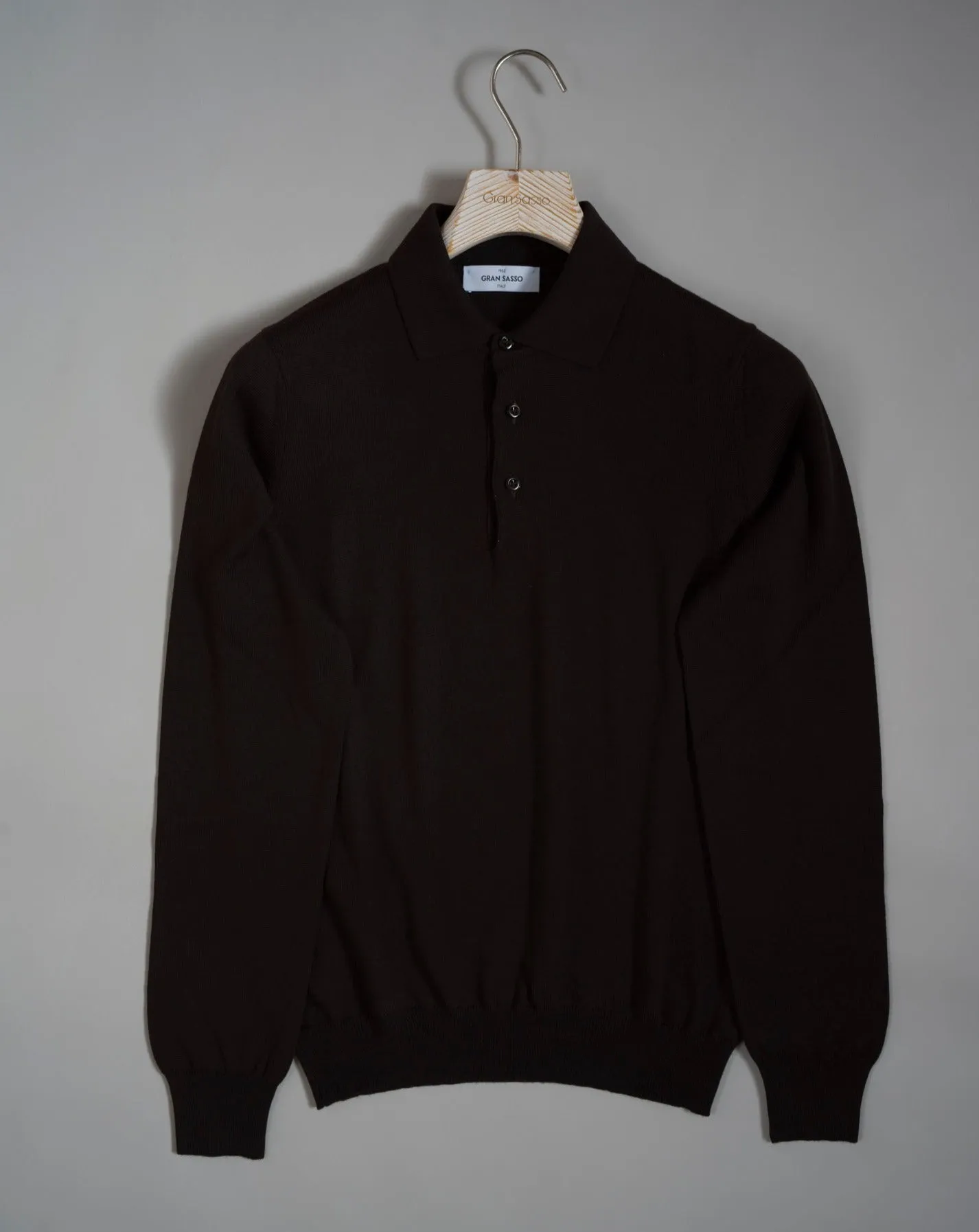 Gran Sasso Merino Wool Polo Shirt / Dark Brown