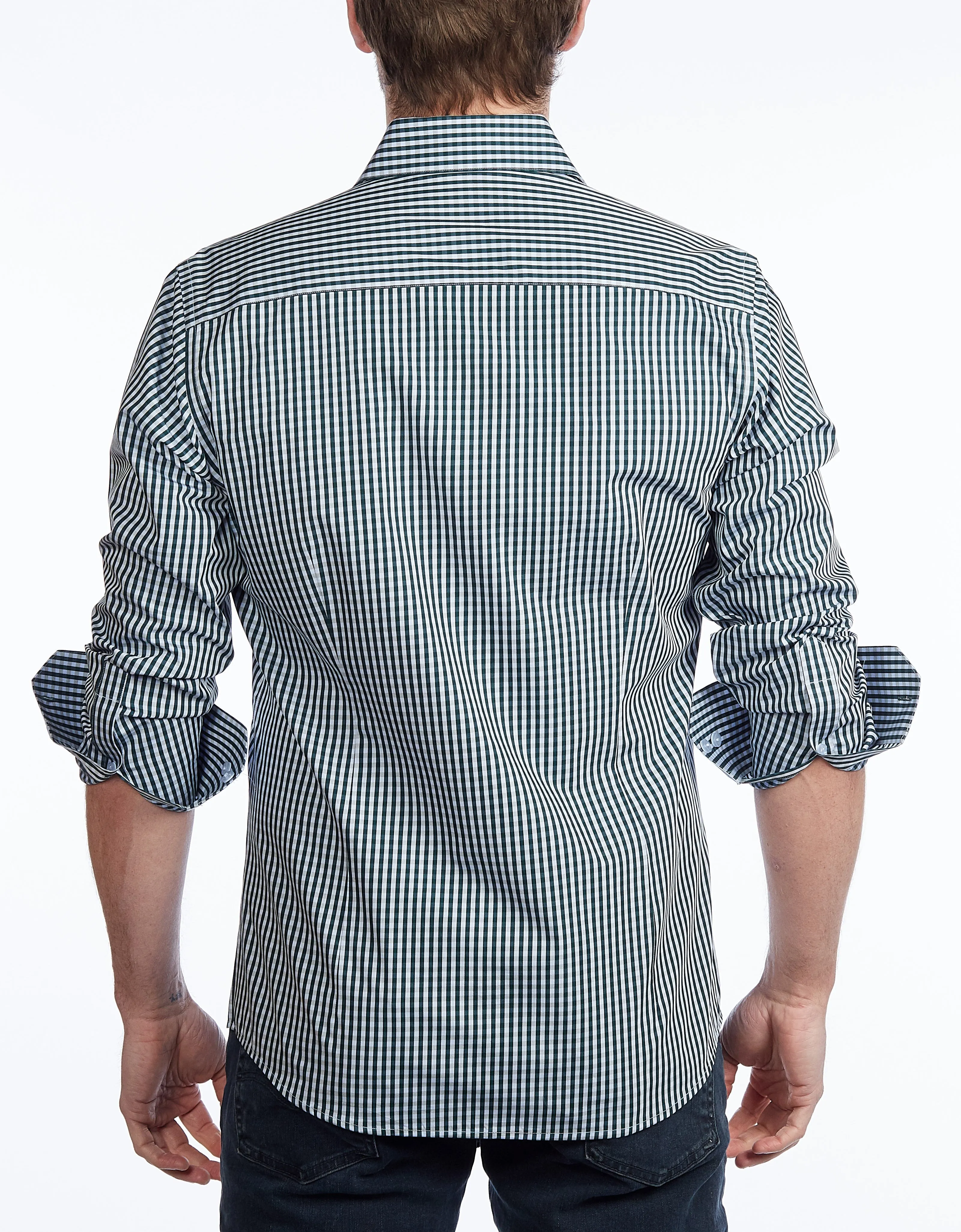 Green Signature Shirt //  - Contemporary Fit - contrast  trimming - final sale