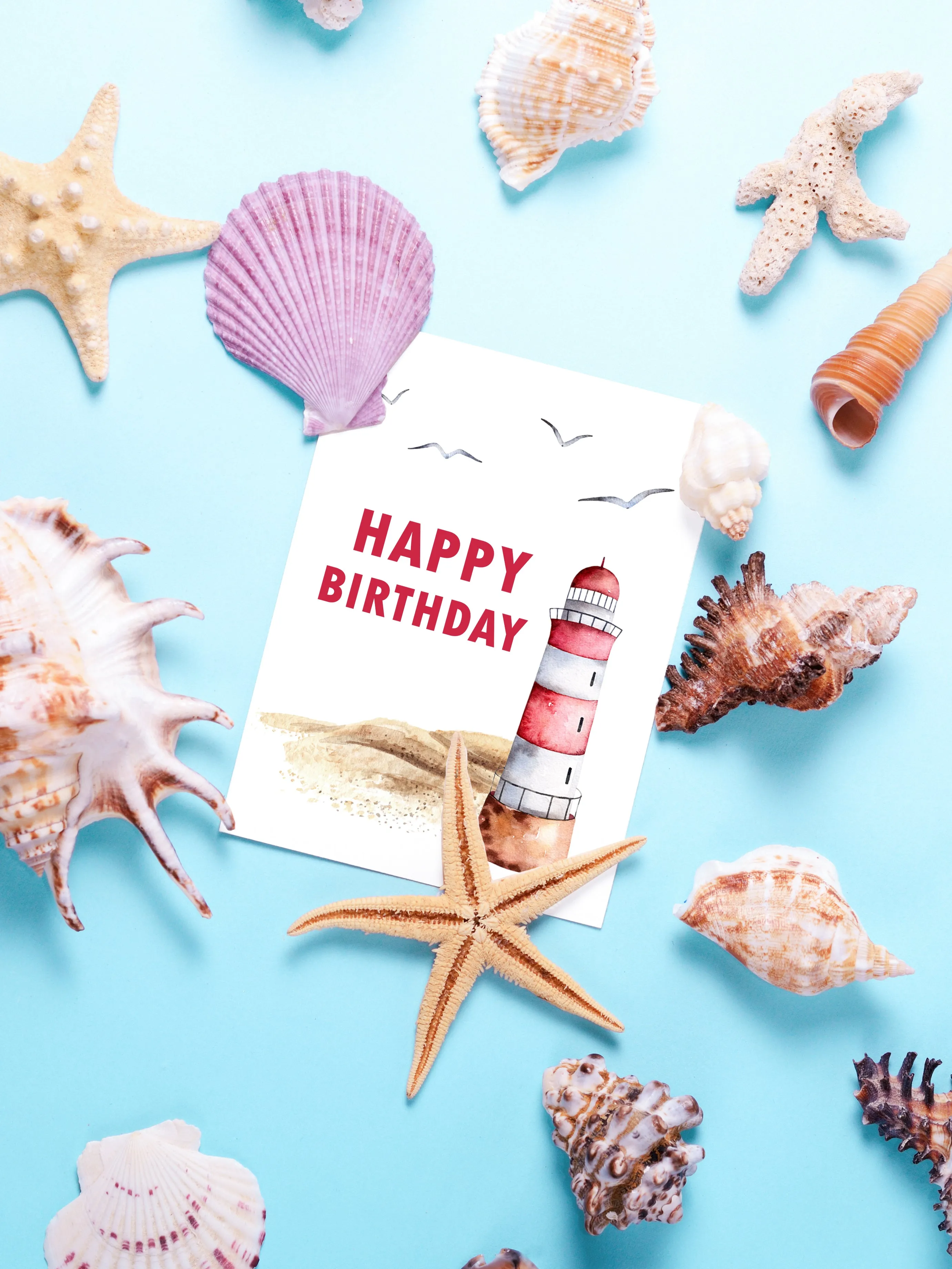 Happy Birthday Lighthouse Beach Greeting Card