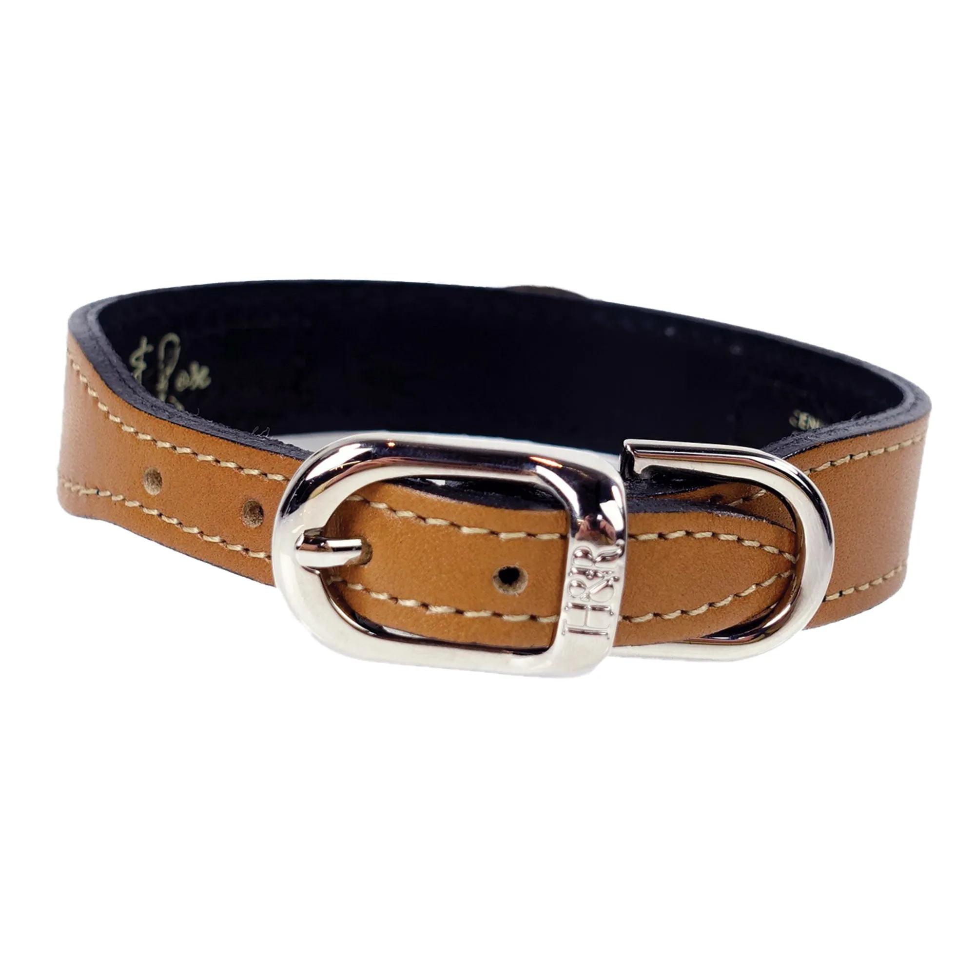 Hartman Dog Collar in Tan & Nickel