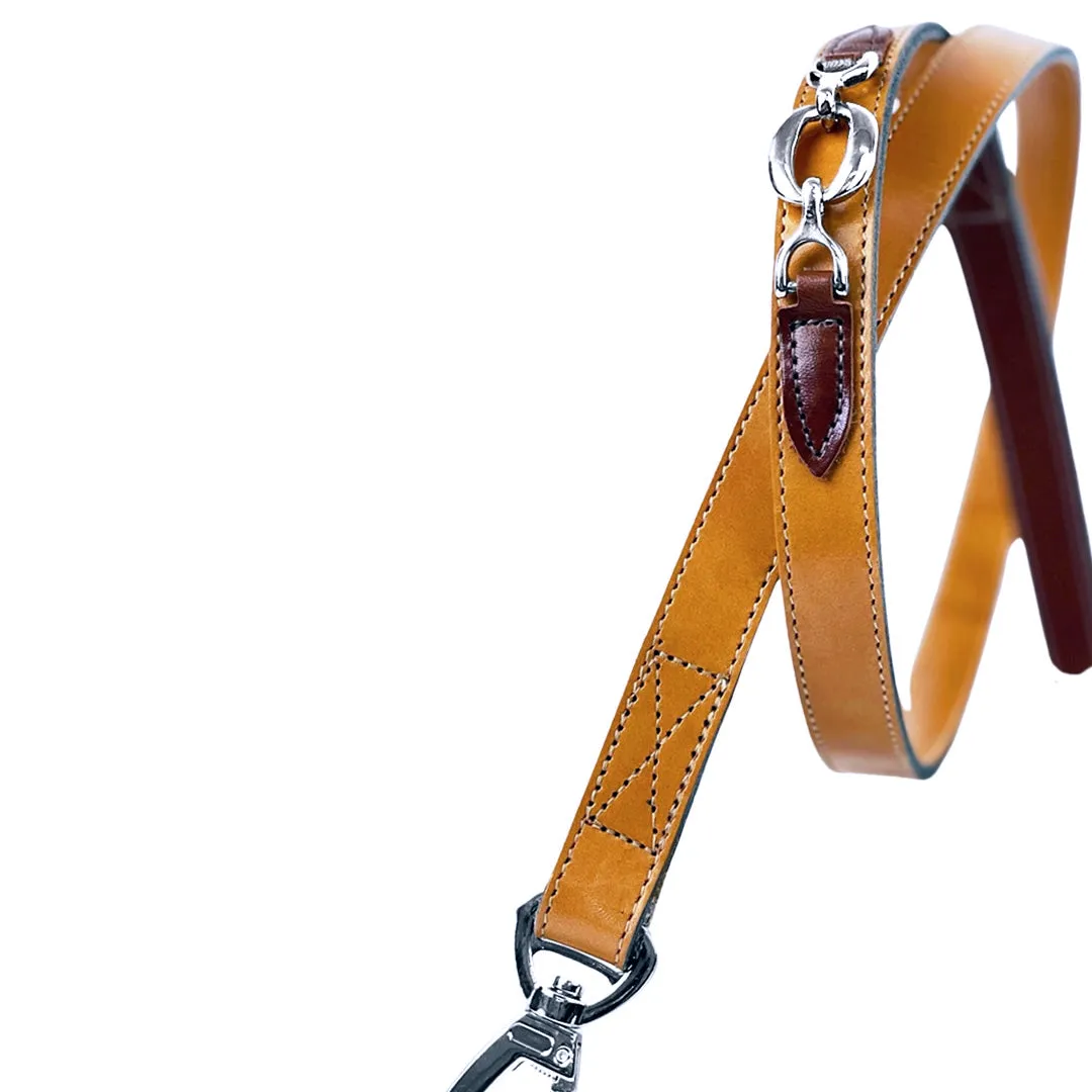 Hartman Dog Leash in Tan, Rich Brown & Nickel