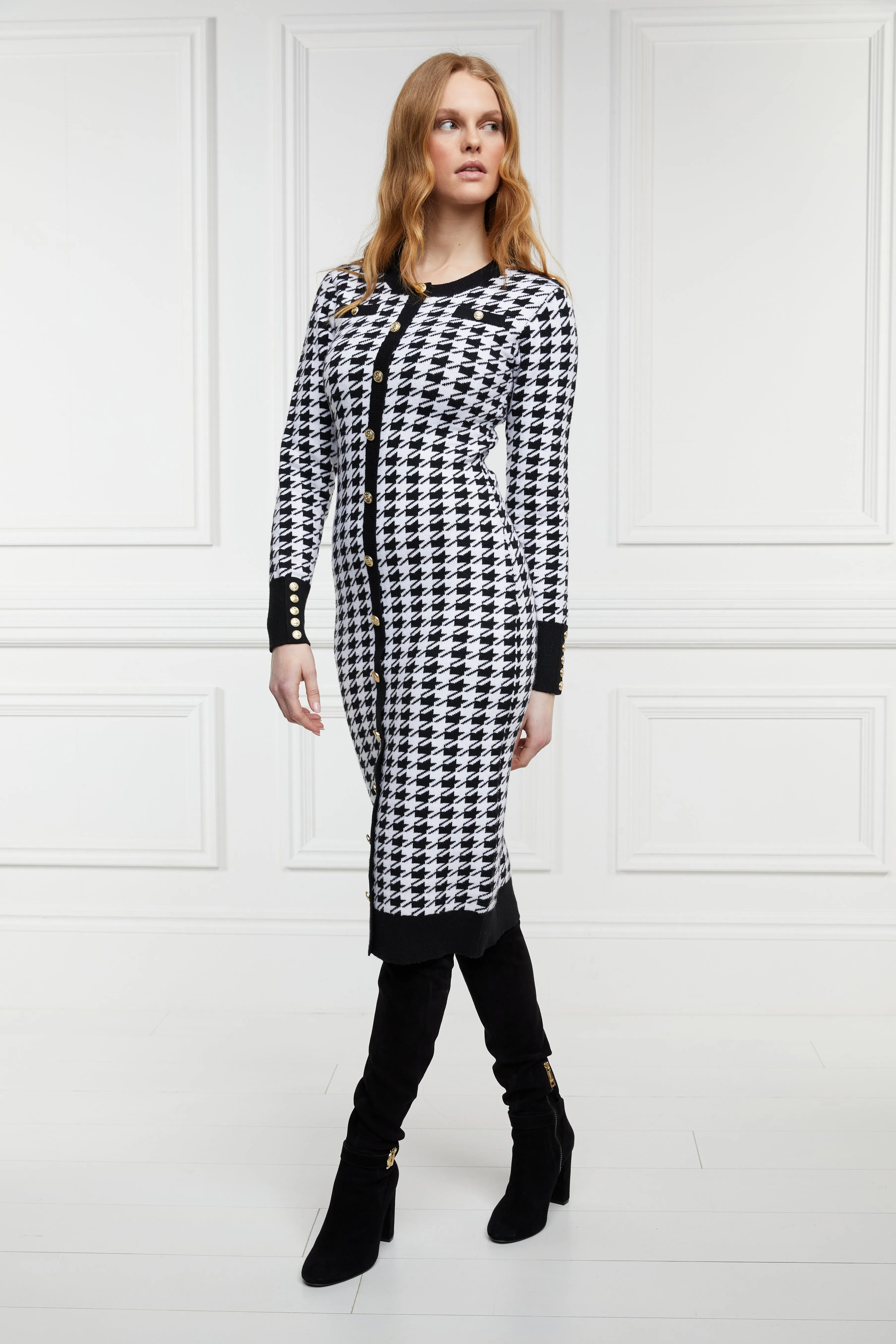 Hepburn Midi Dress (Houndstooth)