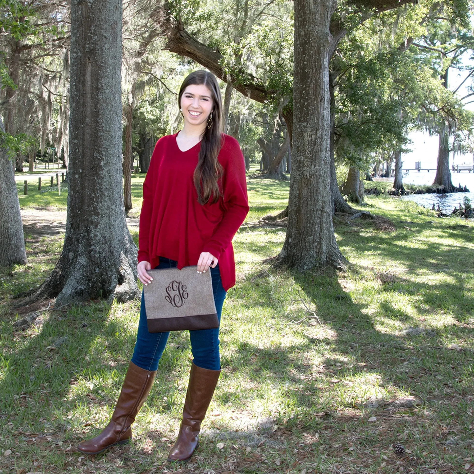 Herringbone Flat Zipper Pouch