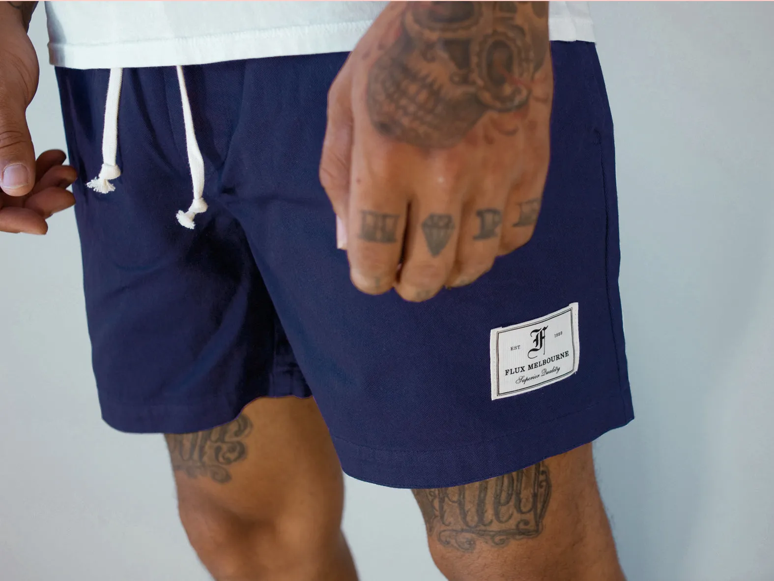 HIT THE CITY. EVERYDAY SHORTS. NAVY.