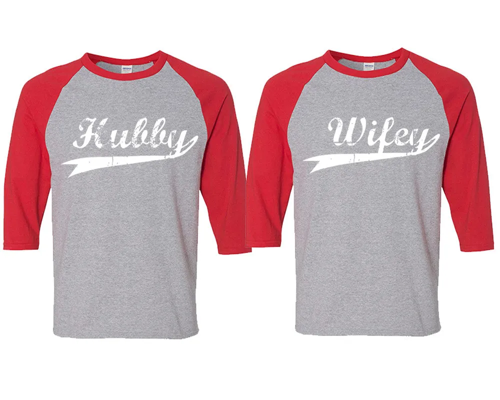 Hubby Wifey Couple Baseball T Shirts, Matching Couple Baseball Shirts.