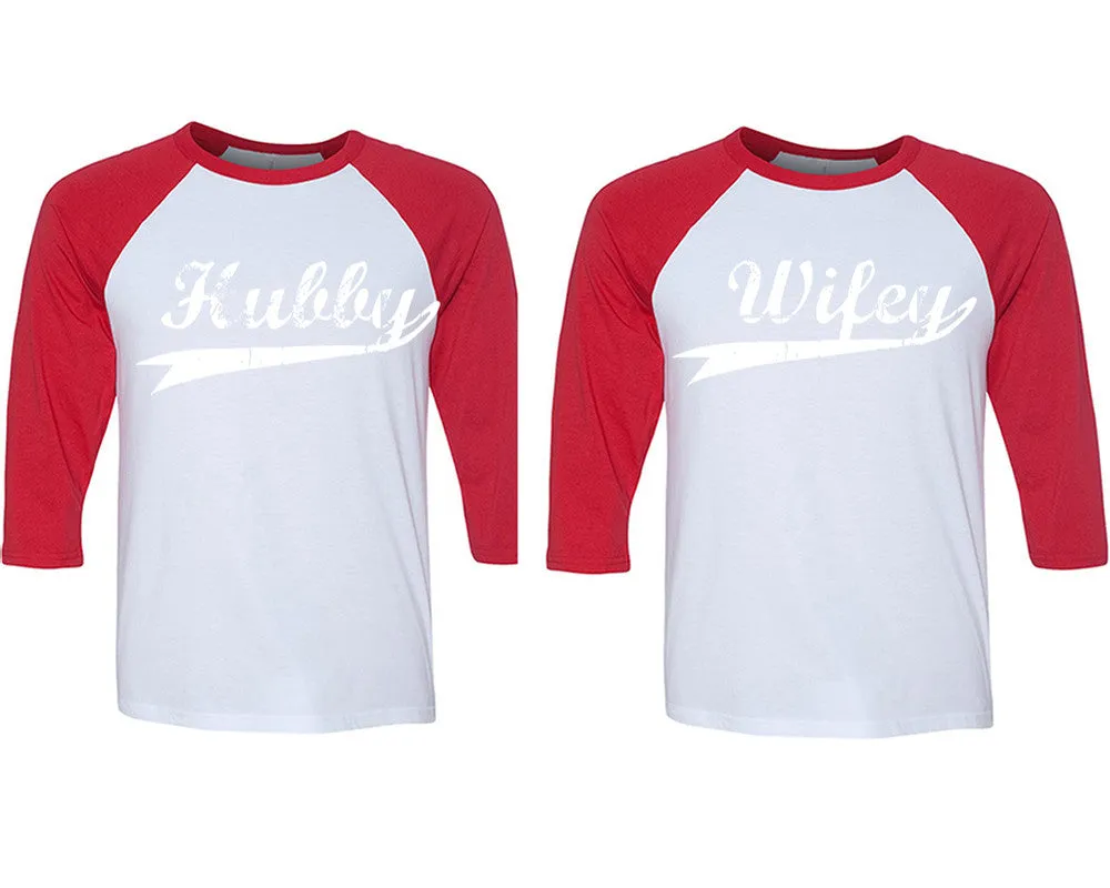 Hubby Wifey Couple Baseball T Shirts, Matching Couple Baseball Shirts.