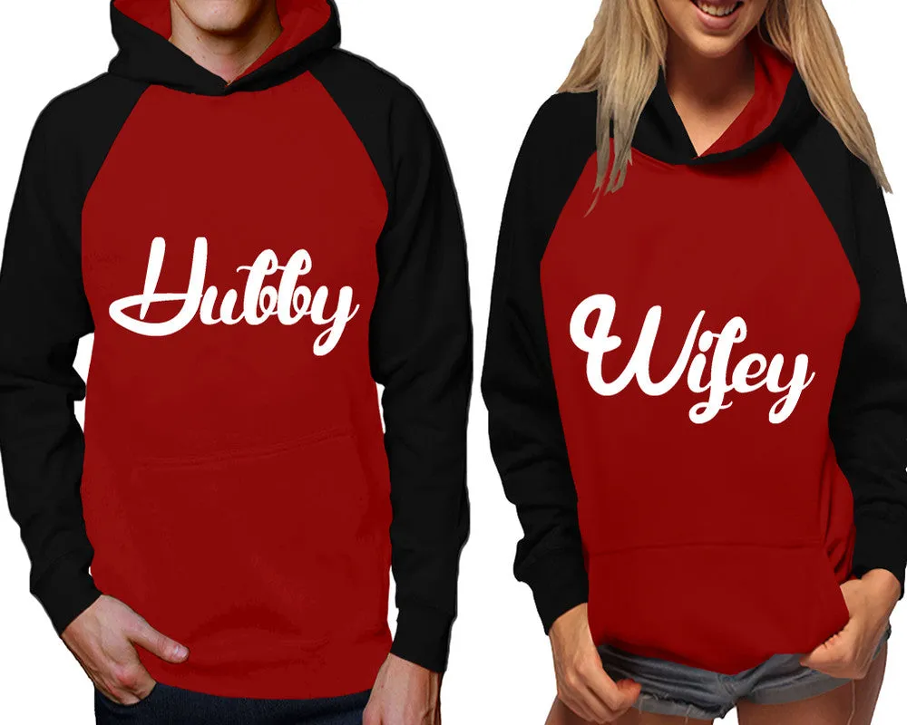 Hubby Wifey Couple Matching Contast Raglan Hoodies