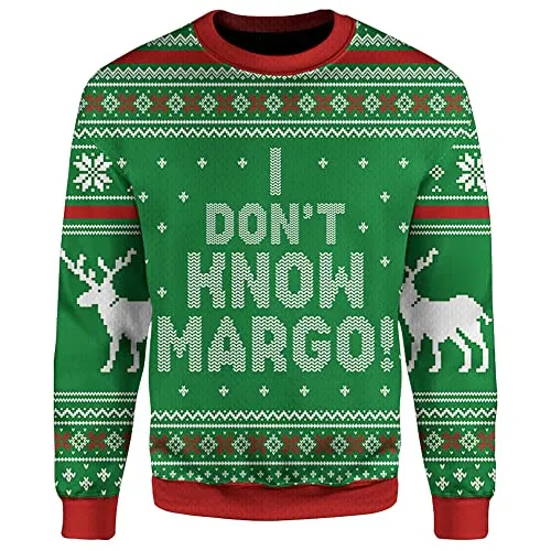 I Don't Know Margo-Why The Carpet All Wet Couple 3D All-Over Knitting Pattern Sweatshirt Fake Ugly Christmas Sweater