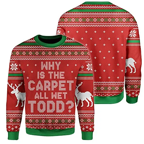 I Don't Know Margo-Why The Carpet All Wet Couple 3D All-Over Knitting Pattern Sweatshirt Fake Ugly Christmas Sweater