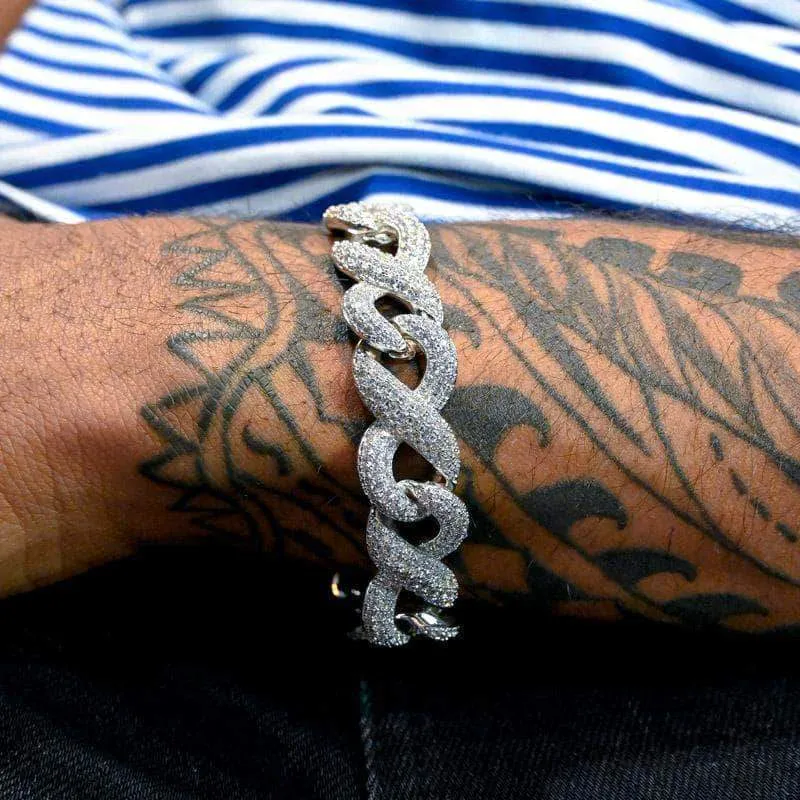 Infinity Cuban Link Bracelet in White Gold