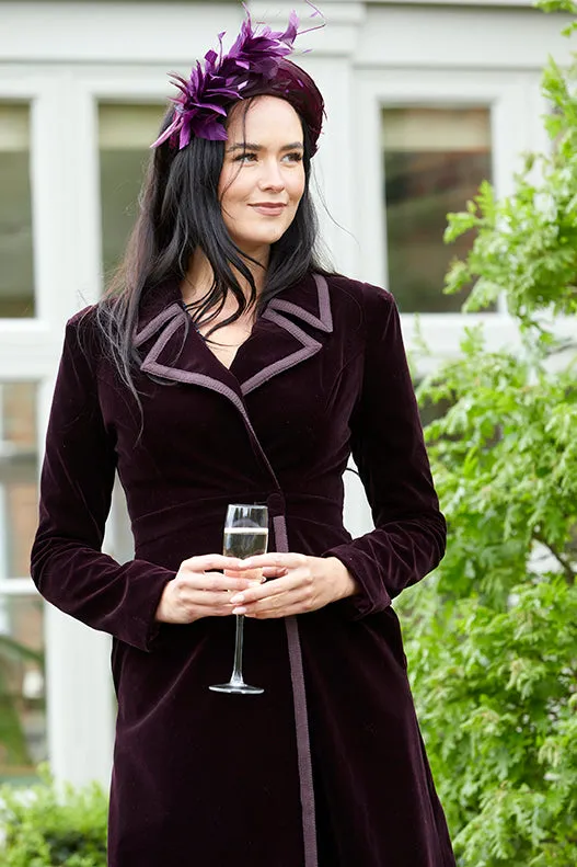 Isla - Velvet Dress Coat - Deep Plum