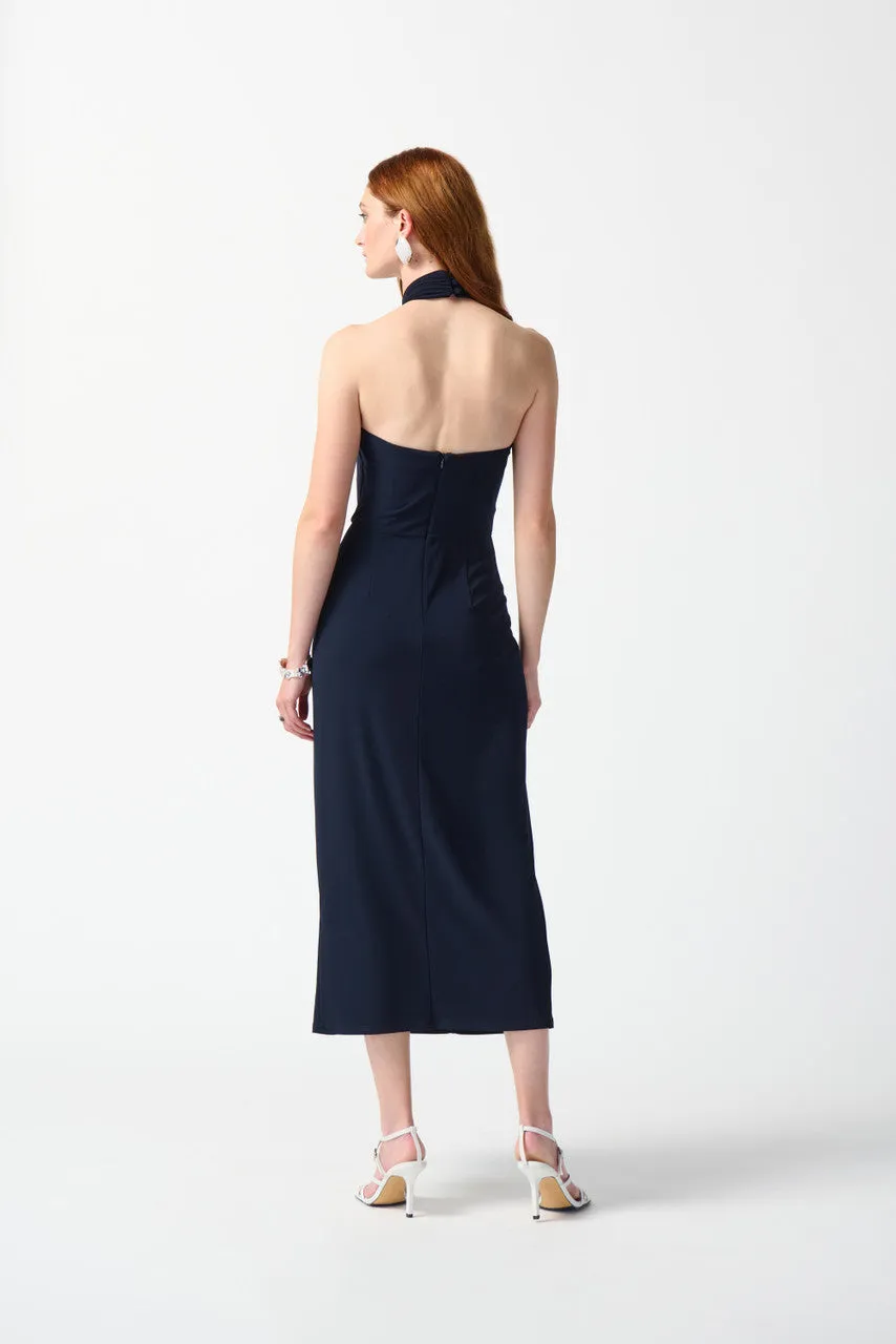 Joseph Ribkoff | Silky Knit Feel Halter Neck Dress | Midnight Blue