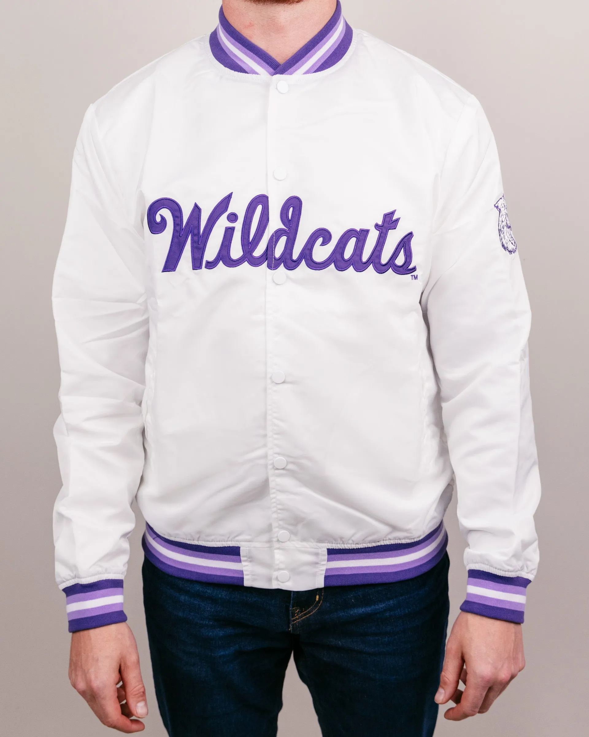 K-State Wildcats Script White Varsity Jacket