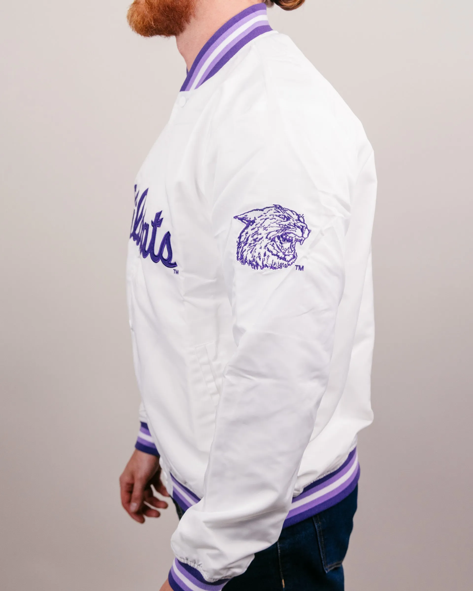 K-State Wildcats Script White Varsity Jacket