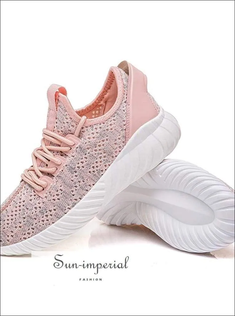 Kancoold Women's Woven Fashion Mesh Breathable Casual Shoes Ladies Lace-up Sneakers Running Shoes