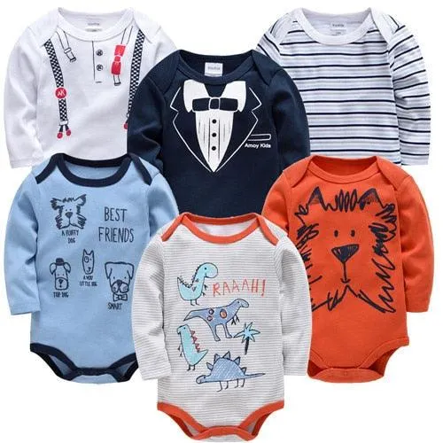 Kavkas Baby Boys Girls Bodysuit 6 PCS 3 PCS Long Sleeve 100% Cotton Baby Clothes 0-12 months Newborn body bebe Jumpsuit Clothing