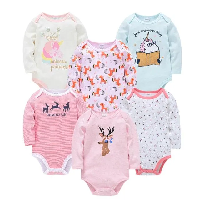 Kavkas Baby Boys Girls Bodysuit 6 PCS 3 PCS Long Sleeve 100% Cotton Baby Clothes 0-12 months Newborn body bebe Jumpsuit Clothing