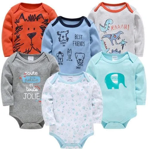 Kavkas Baby Boys Girls Bodysuit 6 PCS 3 PCS Long Sleeve 100% Cotton Baby Clothes 0-12 months Newborn body bebe Jumpsuit Clothing