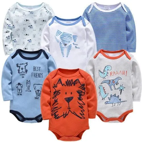 Kavkas Baby Boys Girls Bodysuit 6 PCS 3 PCS Long Sleeve 100% Cotton Baby Clothes 0-12 months Newborn body bebe Jumpsuit Clothing