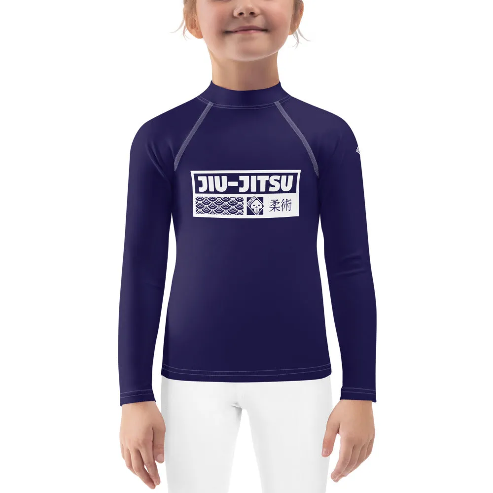 Kid's Girls Long Sleeve BJJ Rash Guard Jiu-Jitsu 002 - Midnight Blue