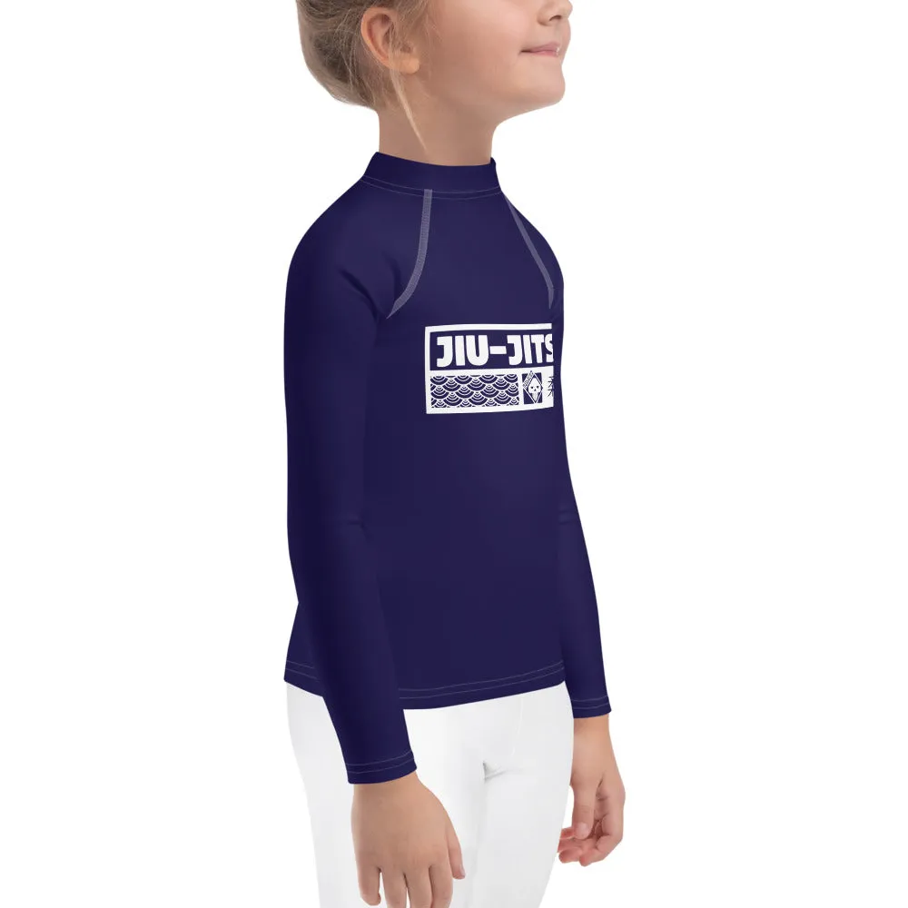 Kid's Girls Long Sleeve BJJ Rash Guard Jiu-Jitsu 002 - Midnight Blue