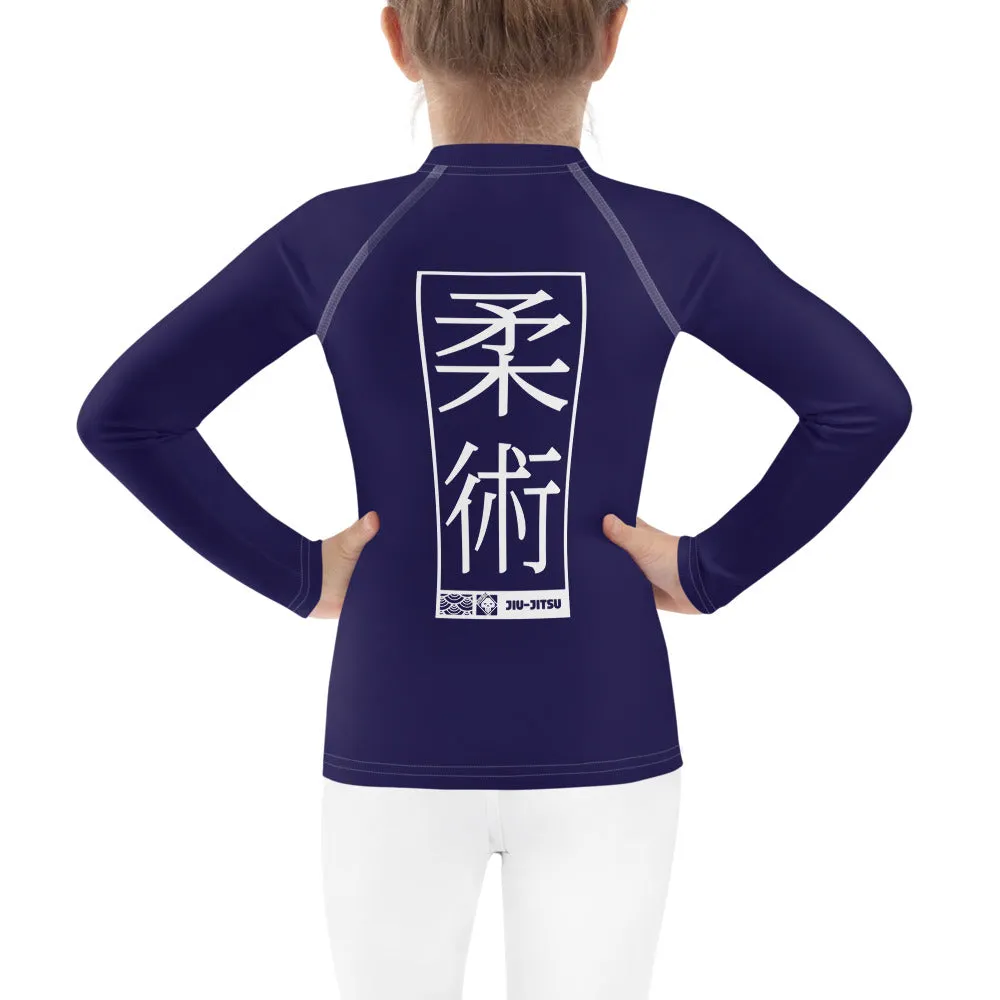 Kid's Girls Long Sleeve BJJ Rash Guard Jiu-Jitsu 002 - Midnight Blue