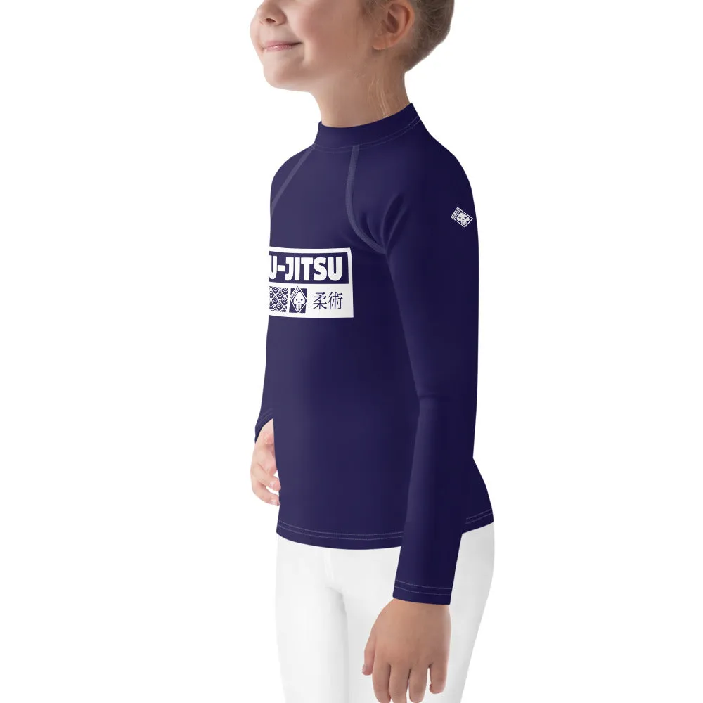 Kid's Girls Long Sleeve BJJ Rash Guard Jiu-Jitsu 002 - Midnight Blue