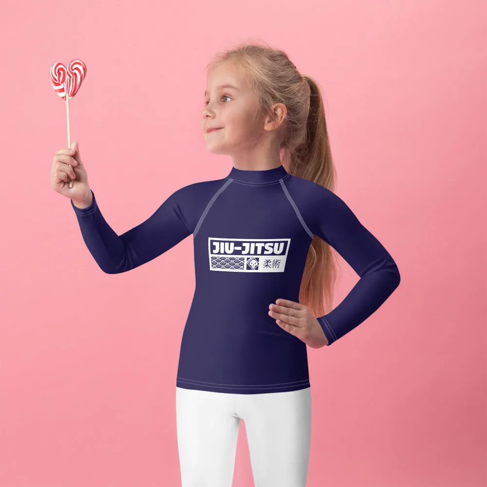 Kid's Girls Long Sleeve BJJ Rash Guard Jiu-Jitsu 002 - Midnight Blue