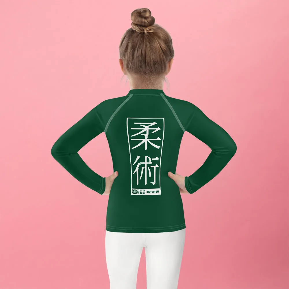 Kid's Girls Long Sleeve BJJ Rash Guard Jiu-Jitsu 008 - Sherwood Forest