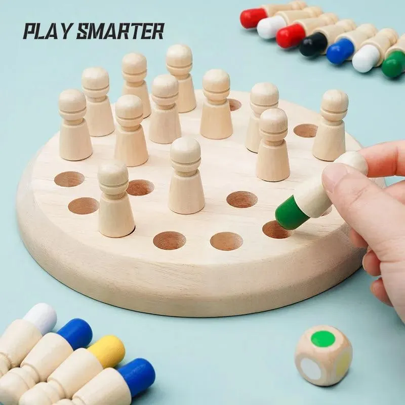 Kids Wooden Toy Puzzles Color Memory Chess Match Game Intellectual Children Party Board Games Baby Educational Learning Toys