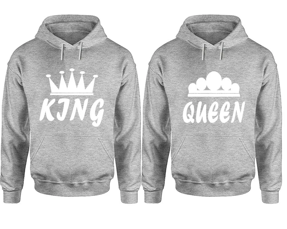 King Queen Couple Matching Pullover Hoodies